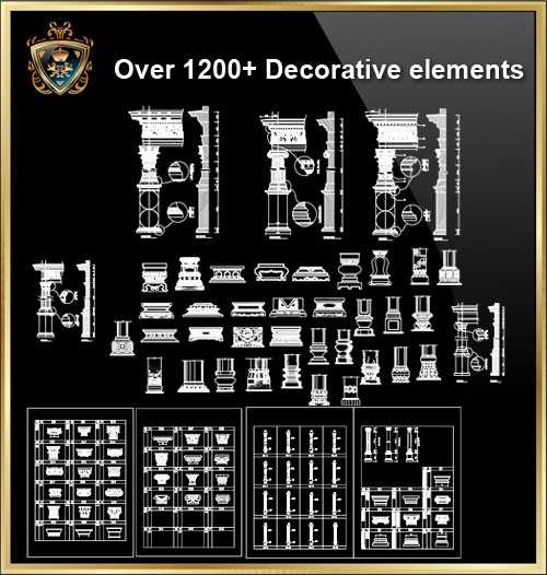 ᩏver 1200+ Decorative elements CAD Blocks V.2᪢></p>
			<p style=