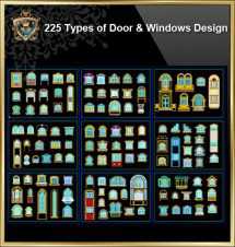 225 Types of Door & Windows Design CAD Blocks